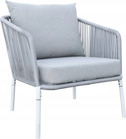Zestaw mebli ogrodowych szary aluminium sofa fotele stolik sznurowanie