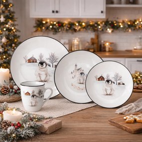 Płytki talerz porcelanowy Winter Penguin, 27 x 2,6 cm