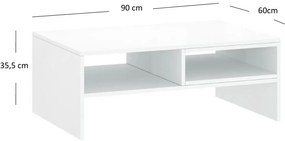 Ława z Półką do Salonu FLARE 90 cm Biała Nowoczesna