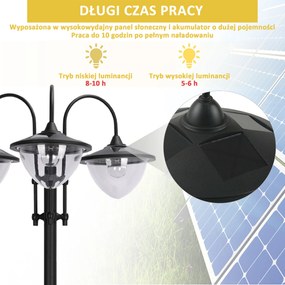Outsunny Lampa solarna ogrodowa z donicą 3 głowice wodoodporna oświetlenie zewnętrzne | Aosom PL