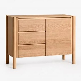 Prostokątny Kredens 110x45 Cm Z Mdf Z Okleiną Dębową Munden Roble - Sklum