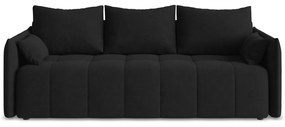 Czarna rozkładana/ze schowkiem sofa 225 cm Moku – Makamii
