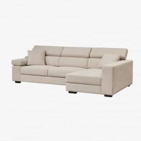 Sofa Narożny Prawostronny 3-osobowy Z Regulowanymi Zagłówkami I Wysuwanymi Siedziskami Aramis Tkaniny Beige - Sklum