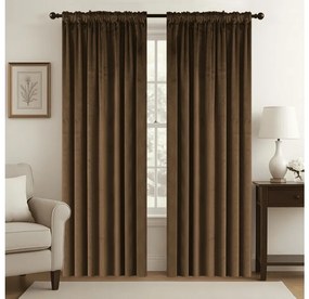 Zasłona zaciemniająca VELVET 140x250 cm, brązowa Zawieszanie: Metalowe pierścienie