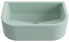 Umywalka betonowa półokrągła wisząca / nablatowa bez otworu na baterię 49 x 30 cm PALANGA | różne kolory : Kolor - Miętowy, Typ montażu - nablatowa