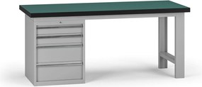 Stół warsztatowy G8, 1800 x 750 x 800 mm, 1x kontener, 4x szuflada, szary