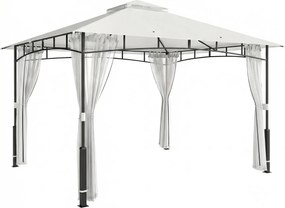 Outsunny Pawilon, 3x3,6 m wodoodporny stabilny pawilon ogrodowy z siatką na owady, dwuwarstwowy dach, do ogrodu, tarasu, czarny | Aosom PL