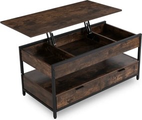 Ławostół Rozkładany LUCA 100 cm Dąb Rustykalny/Czarny Loft - Stół i Ława do Salonu