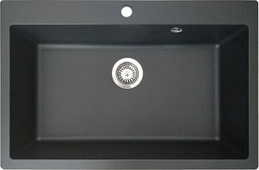 Sierra Zlewozmywak z jedną dużą komorą 76x50 z czarnej żywicy - Essebagno