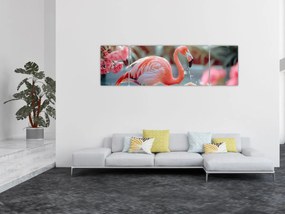 Obraz - Flaming w stawie (170x50 cm)