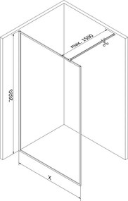 Mexen Kioto-XF ścianka prysznicowa Walk-in z ramką 160 x 202 cm, transparent 10 mm, chrom - 800-160-104-01-00-X