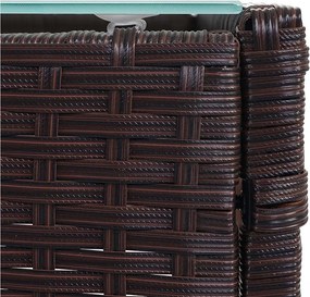 Zestaw z polirattanowego Hamar 3-2-1-1,  brązowy melanż, poduszki kremowe