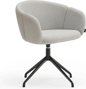 Jasnoszary tapicerowany fotel jadalniany z podłokietnikami Add – Teulat