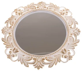 Plastikowe lustro ścienne Castillo białe, średnica51 cm