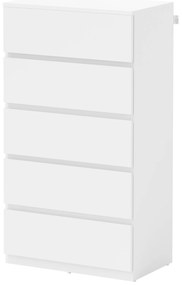 HOMCOM Komoda Sideboard z 5 szufladami, 55 cm szer x 34 cm gł x 100 cm wys, Biała