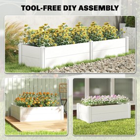 Outsunny Podwyższona Grządka z Tworzywa Sztucznego, Łatwa w Montażu DIY, 197 x 54 x 33 cm, Biała | Aosom PL
