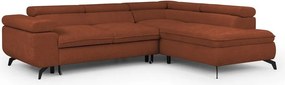 Narożnik z tkaniny szenilowej w kolorze terakoty (prawostronny/w kształcie litery L) Marbeya – Ropez