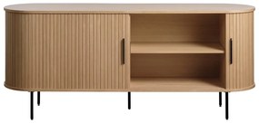 Niska komoda w dekorze dębu z drzwiami przesuwnymi 76x180 cm Nola – Unique Furniture