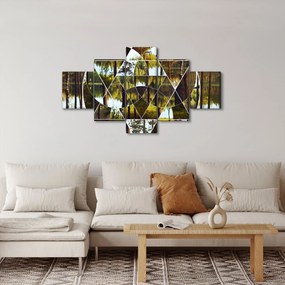 Obraz - Geometryczny kolaż na tle nordyckich lasów (125x70 cm)