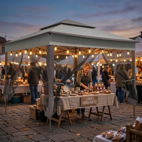 Outsunny Faltpavillon z Bocznymi Ścianami Szary 3,25 x 3,25 x 2,7 m