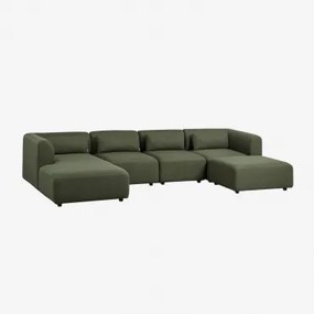 Sofa Modułowy Z Lewym Szezlongiem, 4 Częściowy Z Pufą Fogler Tkanina Baranek Boucle Żółty Curri - Sklum