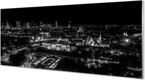 Panel nad Blat Kuchenny Nocna Panorama Warszawskich Drapaczy Chmur