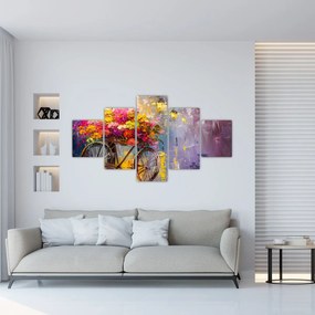 Obraz - Koło z kwiatami (125x70 cm)