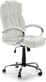 Fotel biurowy z regulowaną wysokością i kątem nachylenia Nixon, imitacja skóry, kolor biały.