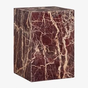 Kwadratowy Stolik Pomocniczy 35x35 Cm Z Naturalnego Kamienia Aluret Czerwony Marmur Cherry Gold - Sklum
