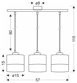 Czarna lampa wisząca z tekstylnym kloszem ø 15 cm Porto – Candellux Lighting