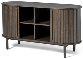 Brązowa komoda w dekorze dębu z drzwiami przesuwnymi 140x76x45 cm Meta – Unique Furniture