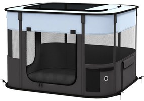 PawHut Przenośny kojec dla zwierząt, składany, z torbą do przechowywania, dla szczeniąt i kociąt, do użytku wewnątrz i na zewnątrz, Szary