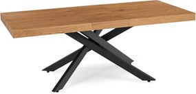 Zestaw Stół Prostokątny Rozkładany HAMPTON 160-240 cm Dąb/Czarny i 4 Krzesła Tapicerowane BRESSO Beżowe Welurowe