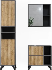 Zestaw mebli łazienkowych antracyt/dąb górski 60x30x62 leano