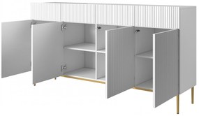 Komoda z szufladami Nicole 200 cm - biały mat / złote nóżki