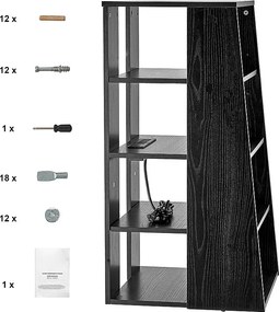 Meble SucceBuy Podstawa Multimedialna AV z 5 Poziomami , Podstawa Audio-Wideo z Drewna Regulowalna w Wysokości