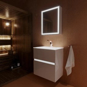 Szafka pod umywalkę NEO 60 cm biały połysk z oświetleniem LED KROFAM