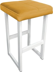 Hoker ALEX krzesło barowe tkanina Welur podstawa metalowa : Kolor Stelaża - Biały, Kolor tkaniny - VELVET - MG15, Wysokość - 60 cm