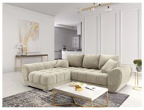 Beżowy rozkładany narożnik z aksamitnym obiciem Windsor &amp; Co Sofas Nuage, lewostronny