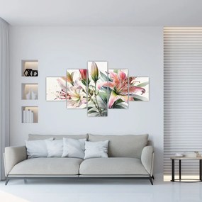 Obraz - Lilie, ilustracje (125x70 cm)