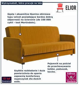 Musztardowa kanapa z funkcją spania L6-W84