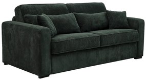 Kanapa 4 osobowa rozkładana typu express z zielonego sztruksu - Miejsce do spania 160 cm - Materac 16 cm - MONDOVI