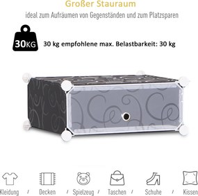 Homcom regał na buty garderoba DIY 16 kostek organizacja przestrzeni czarno-biała 95x37x160cm | Aosom PL