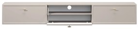 Szafka RTV wisząca Lorini 200 cm z szufladami - kaszmir / złote uchwyty T-bar