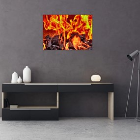 Obraz na szkle - płonące węgle (70x50 cm)