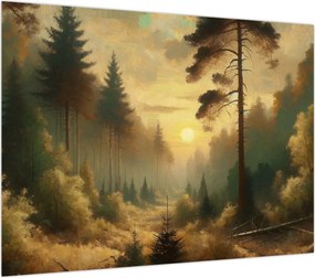 Obraz - Słońce świecące przez las (70x50 cm)