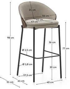 Brązowo-beżowy hoker (wysokość siedziska 77 cm) Eamy – Kave Home