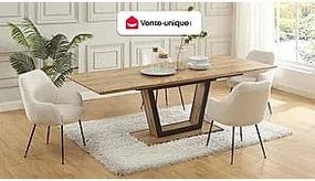 Rozkładany stół jadalniany 6-10-osobowy z MDF i metalu – naturalny i czarny – VITENO