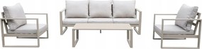 Beżowy zestaw mebli ogrodowych tarasowych 4 el. aluminiowych sofa, kanapa