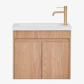 Zestaw Wiszących Mebli Łazienkowych Zintegrowany Z Umywalką Narek Popielaty Brąz & Bezlusterkowiec & - Sklum